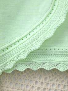 Cardigan Rajut Warna Polos Elegan Bermotif Bunga Renda Berongga untuk Anak Perempuan, Cocok untuk Semua Musim atau Hadiah Idul Adha - Mint Green - View 5