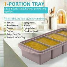 Silicone Freezer Trays With Lid, Food Storage Containers With Lids, Large Tray Soup, Sauce & Leftovers, 1 Cup Meal Prep Containers With Easy Release, Freezer Storage, Oven & Dishwasher Friendly, 2-Pack - 藕粉色 - 查看 4
