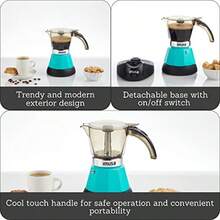 Imusa Máquina espresso eléctrica de 3 o 2 tazas color verde azulado - Verde azulado - Ver 3