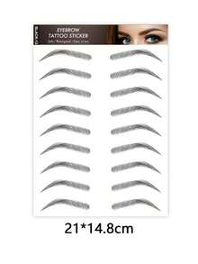 (4 Sheets) Realistic Eyebrow Tattoo Sticker Series, Waterproof Long-Lasting Faux Tattoo Stickers, Personalized Sexy Temporary Tattoos - Black - View 5