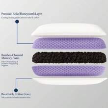 Adjustable Charcoal Foam Pillow U2013 28x16 In Classic Shape, Neck Shoulder Support U2013 3D Honeycomb Cooling Cover U2013 Pillow Side, Back, Stomach Sleepers - 1 + 28x16 - Honeycomb Cover - View 6