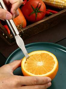 1 件装不锈钢橙子削皮器和蔬菜切片器 - 轻松处理橙子和柠檬等柑橘类水果 - 耐用、时尚、多功能的厨房果蔬切割工具 - 彩色 - 查看 8
