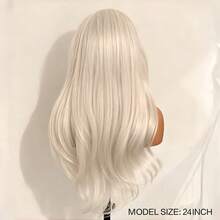 Platinum Blonde Wig Natural Wavy Synthetic Hair Lace Front Wig Long Curly Colored White Blonde Lace Frontal Wigs For Women Party - Multicolor - View 8