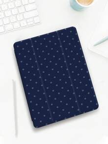 1pc Deep Blue Polka Dot Pattern Protective Case Compatible With Ipad (A16) 11 Inch 11th Generation 2025, Compatible With IPad 10.2 Inch 2021/2020 10th/9th/8th Gen, Galaxy Tab A8 10.5 Inch 2022, Tablet Protective Cover With Pencil Slot, Auto Sleep/Wake - Multicolor - View 2