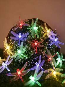 1 conjunto de luzes solares em formato de borboleta, com LEDs 3D em formato de borboleta, iluminação com gradiente multicolorido, à prova d'água, ideal para decoração de jardins, feriados, casamentos, acampamentos e festas. - Multicolorido - Ver 8