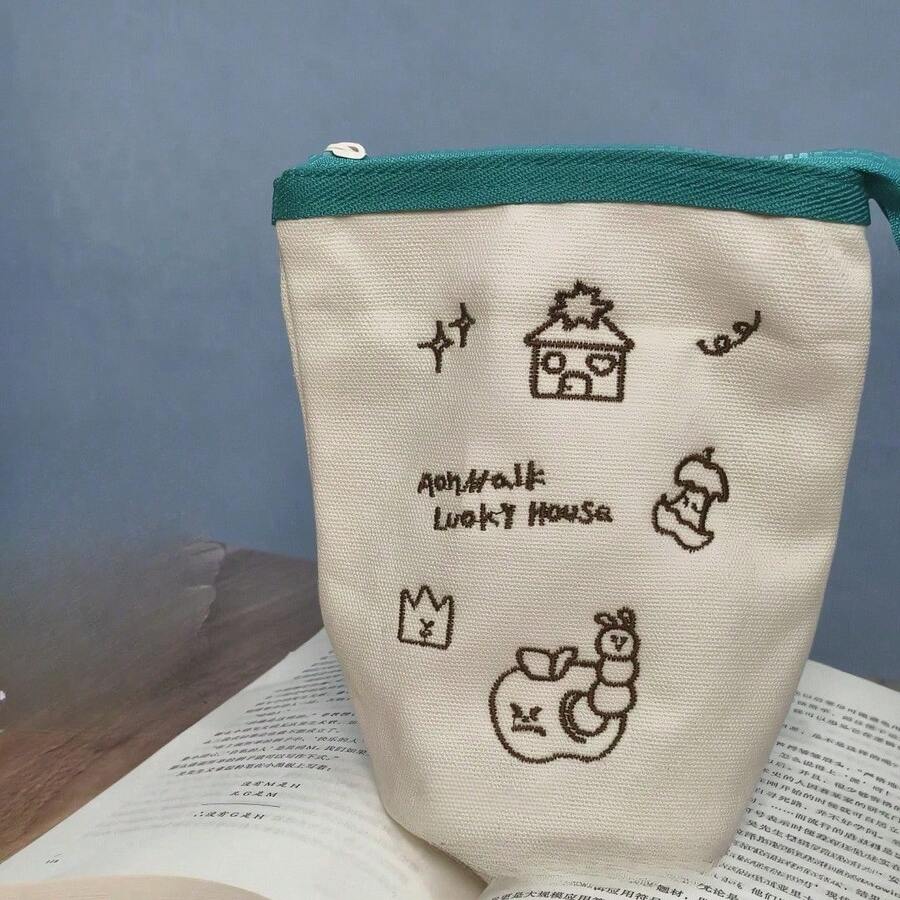 日式竖款翻盖铅笔袋，大容量铅笔盒，学生文具收纳管 - 多色 - 查看 1