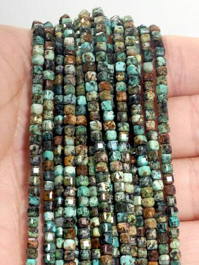 AAA Natural Africa Turquoise Faceted Square Loose Beads For Jewellery Making-3*3mm Polished Jewellery Spacer Beads For DIY Necklaces, Bracelets And Anklets.About 38cm/15inch,For Craft Lovers | Beading Hobbyists | Jewelry Materials