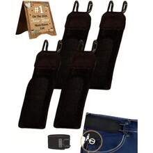 4条男士腰带 | 无扣，战术金属钩，可调节松紧带，编织尼龙，不锈钢扣 - 4條無扣腰帶,黑色 - 查看 9