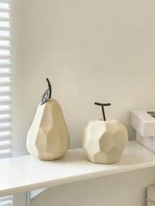 创意苹果/梨雕塑艺术品，白色苹果雕塑，室内家居装饰，节日礼物，水果树脂摆件，简约风格的苹果梨摆件，适用于客厅、卧室、电视柜、玄关，是生日和毕业的最佳礼物。 - 彩色 - 查看 2