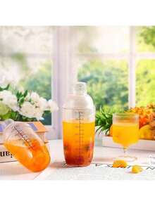 1pc Plastic Cocktail Shaker With Measurement Scale And Filter, Transparent Mixing Cup With Plastic Stirrer Top, Bar Mixing Tool For Tea, Coffee, Bubble Tea, Milk - View 2