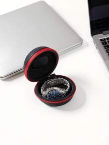 1pc Durable Travel Watch Box - Compact Scratch-Resistant, Personal Watch Protective Case, Watch Accessories, Portable Watch Storage Box, Business Watch Box, Suitable For Apple Watch - Perfect Gift For Watch Enthusiasts, Unisex Watch Storage Box, Provides Perfect Travel Protection For Fashion Travelers (Watch Not Included) - Red and Black - View 8