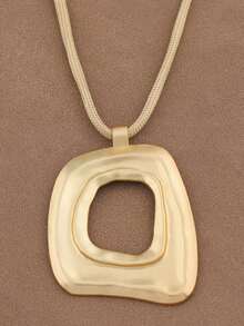 1 Piece Of Fashionable Asymmetrical Hollow Square Pendant Rope Chain For Women's Daily Wear With Extension Chain - 開放廣場 - 查看 5