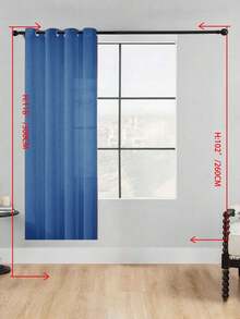 1 buah Tirai Tipis, Melembutkan Pencahayaan, Berlubang, Bagian Atas dengan Lubang Pengait, Semi-Transparan, Dapur, Cocok Untuk Rumah Atau Kantor, Kamar Tidur, Balkon, Ruang Tamu, Warna Polos, Produk Baru, Minimalis, Rustik - Biru - View 18