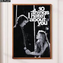 2D/平面 1 幅《我恨你的十个理由》电影油画帆布艺术品，墙面装饰画，房间装饰品，黑白复古风格印刷海报，房间装饰，浪漫电影主题墙面装饰，秋季装饰（无框/有框） - 111 - 查看 14