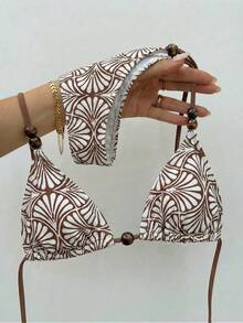 Bikinx 女士波西米亚风串珠吊带比基尼套装，优雅高弹泳衣，侧边系带设计，细节精致。 - 彩色 - 查看 2