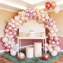 Globos Rosa Polvoriento & Dorado, Globos Metálicos Rosa Pastel Dorado 10 Pulgadas, Globos de Látex Helio Albaricoque Blanco Dorado Nude, Adecuados para Boda, Despedida de Soltera, Fiesta de Cumpleaños de Princesa y Niña, Baby Shower, Despedida de Soltera, Suministros de Decoración de Habitación - A-1 - Ver 3