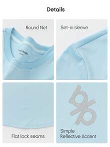 Balabala Tween Girls' Round Neck Short Sleeve Quick Dry Sports T-Shirt, Summer - Ice Blue - View 12