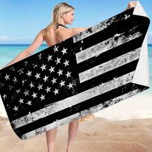 1pc USA Flag Beach Towel - Lightweight Quick-Dry Microfiber, Ultra-Absorbent, Sun-Resistant, Ideal For Summer Beach, Camping & Outdoor Activities, Camping Gear| Modern Style|Bathroom Decor Travel Essentials Travel Accessories Beach Essentials, Lightweight, Portable, Sand-Proof, Machine Washable, Skin Friendly, Durable, Fade Resistant, Travel Towel, Gym Towel, Cooling Towel, Towel Wrap, Wash Cloths, Face Towels, Hair Towel, Hand Towel, Bath Towel, Beach Mat, Beach Blanket, Ideal Gift For Father's Day, Birthday For Dad, Grandpa, Male Friends - A - View 8