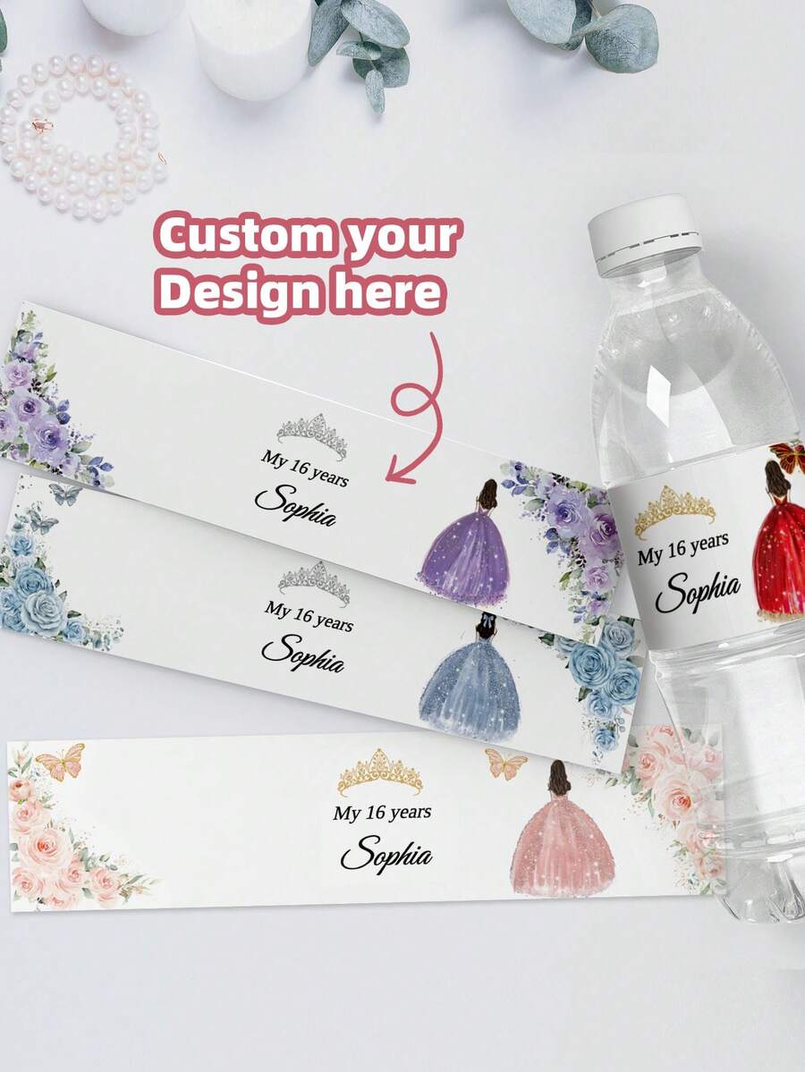 1-30 pièces Étiquettes personnalisées pour bouteilles d'eau , Autocollants d'emballage personnalisés avec texte personnalisable - Captez le moment du passage à 16 ans. Disponibles dans une variété de styles, ces étiquettes sont parfaites pour orner les bouteilles d'eau dans la zone des boissons des fêtes de passage à l'âge adulte. - Multicolore - Voir 1