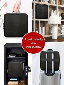 1pc Gray Lockable Document Organizer Bag, Multi-Layer File Folder Pouch For Household Registration, Passport, Waterproof And Scratch-Resistant, With Grid Pocket And Large Capacity For A4 Documents, Certificates, And Cards - Black - View 9