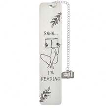 嘘，我在看书”，Line Lady 阅读不锈钢金属书签，书迷礼物书签，送给异地恋女性朋友的礼物，闺蜜生日礼物，送给闺蜜的 BFF 礼物，圣诞节读书俱乐部礼物。 - 彩色 - 查看 14
