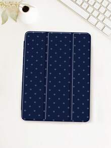 1pc Deep Blue Polka Dot Pattern Protective Case Compatible With Ipad (A16) 11 Inch 11th Generation 2025, Compatible With IPad 10.2 Inch 2021/2020 10th/9th/8th Gen, Galaxy Tab A8 10.5 Inch 2022, Tablet Protective Cover With Pencil Slot, Auto Sleep/Wake - Multicolor - View 3