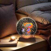 Lampe de chevet étoilée en acrylique avec fille et chat, lampe de bureau LED ronde en cristal avec base en bois, décoration de chambre mignonne et cadeau pour enfants - Plusieurs styles - Voir 1