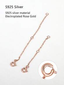 一条6厘米和一条9厘米纯银镀金延长链项链手链饰品辅助加长功能DIY配件 - 玫瑰金 - 查看 1