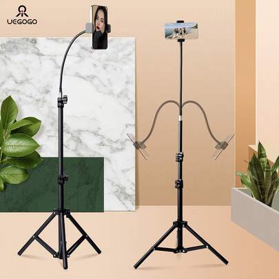  Adjustable Gooseneck Selfie Stick Tripod UEGOGO 109.22 Cm Phone Stand With 34.8 Cm Caterpillar Neck, Portable Stand With Phone Clip, For Shooting Photo Vlogs, Extendable Phone Stand For Live Streaming, Cooking, Fitness Mother's Day Gift