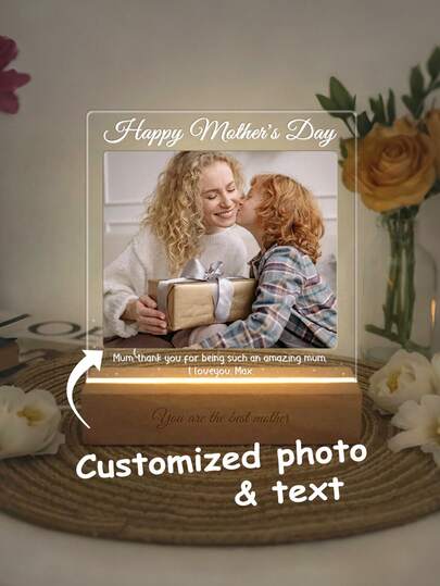 1 Đèn ngủ LED ghép ảnh tùy chỉnh dành cho Ngày của Mẹ/Gia đình/Cặp đôi, Đèn ngủ acrylic cá nhân hóa với ảnh và chữ, Đèn ảnh tùy chỉnh, Đèn LED ghép ảnh cá nhân hóa, Khung ảnh cặp đôi, Quà tặng ghép ảnh cá nhân hóa, Đèn ngủ phòng ngủ, Quà sinh nhật, Quà tặng cặp đôi, Quà cưới độc đáo, Quà tốt nghiệp, Quà kỷ niệm, Quà tặng cho mẹ/vợ/người yêu/bạn gái/bạn bè, Quà tặng cho anh ấy/bạn trai/chồng.