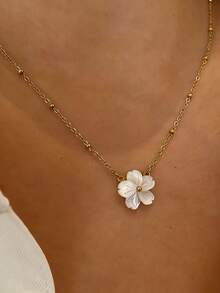 1 Stück Plumeria Halskette, Boho-Stil Halskette, Blumen Anhänger, Hawaii Blumen Halskette, Plumeria Anhänger, Sommer Schmuckgeschenk - Halskette - Übersicht 4