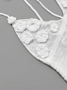 Đầm croptop mùa hè kiểu Âu Mỹ gợi cảm mới 2026 dành cho nữ, chất liệu móc thủ công, cổ chữ V, hở lưng, họa tiết hoa, không tay, thích hợp cho kỳ nghỉ biển, màu trắng. - trắng - Xem 6