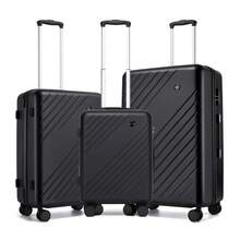 Suitcase Luggage Set 20 Inch Cabin Carry On 24 Inch Medium Check In 28 Inch Large Check In ABS + PC Hard Shell With 360 Silent Spinner Wheels Number Lock For Holiday Business Family Travel Black - Black - View 9