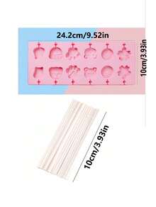 12-Cavity Pink Lollipop Mold, Silicone Gummy Bear, Paw, Flower Shaped Candy, Jelly, Pudding Mold, Easy Release Reusable Chocolate, Lollipop Baking Tool, Suitable For Valentine's Day Party, Home Decor, Housewarming Gift - View 10