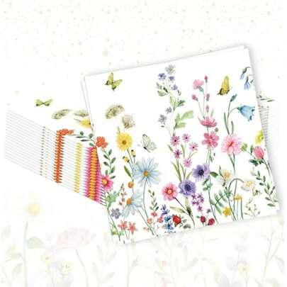 Bộ 20/40 khăn ăn in hình hoa và bướm, thích hợp cho các bữa tiệc, đám cưới, tiệc mừng em bé, tiệc trà cô dâu, trang trí nhà cửa, phòng khách, Ngày của Mẹ, bày biện bàn ăn, trang trí mùa thu, đạo cụ chụp ảnh.