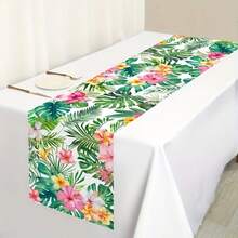 Summer Tropical Palm Leaves Flower Table Runner Holiday Party Decor Reusable Farmhouse Kitchen Dining Table Runner Wedding Decorations - Multicolor - View 7