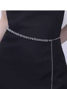 1pc Women's Silver Fashionable Versatile Elegant Waist Chain - Silver - View 4