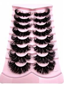 Hàng mới về! 8 cặp mi giả dày, dài, có thể tái sử dụng, độ dày 9D, 16-25mm, làm từ lông chồn giả, dày và rậm, kiểu mi mắt mèo Nga, cong tự nhiên DD, tạo hiệu ứng trang điểm ấn tượng, làm thủ công cho vẻ ngoài tự nhiên, mi có thể tái sử dụng cho đôi mắt quyến rũ. - màu đen - Xem 3