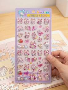 Cute Cartoon Crystal Embossed Decorative Stickers, Shiny Stickers Suitable For Holiday Gifts, Computer Decoration, Desktop Decoration, Office Decoration, Multifunctional Cute Decorative Stickers - Multicolor - View 7