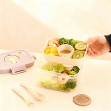 Hộp cơm bento nhựa trong suốt hai lớp kèm đĩa đựng nước chấm và dụng cụ ăn uống, kín hơi và chống rò rỉ, hộp đựng trái cây, salad, thức ăn, hộp đựng cơm trưa tái sử dụng, phù hợp cho học sinh và người lớn sử dụng ở trường, văn phòng, du lịch, cắm trại, dã ngoại và khi đi học. - Nhiều màu - Xem 9