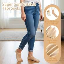 Thinp 4 Pairs Ortho Toe Compression Socks, Bunion Toe Alignment Relief Socks For Women Full Toe Yoga Sock No Show Low Cut Five Finger Sock For Women & Men - default - 查看 4