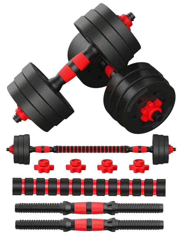 一套1英寸配重片哑铃手柄套装，螺纹杠铃手柄，可调节举重配件，适用于训练、锻炼、健身和健身房