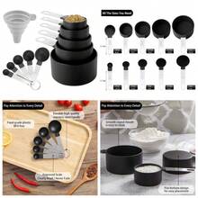 Stackable Stainless Steel Measuring Cups And Spoons Set 10 Piece Kitchen Utensils For Dry And Liquid Ingredients Black - 1 - View 1