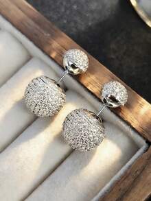 1对女士方形锆石耳钉，适合婚礼、订婚、周年纪念、派对、情人节礼物 - 1# - 查看 3