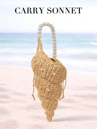 Hand Woven Conch Shaped Handbag, With A Unique Design, A Perfect Choice For Beach Vacations And Daily Leisure Activities.Beach Vacation Outfits Women, Holiday Essentials, Travel Essentials