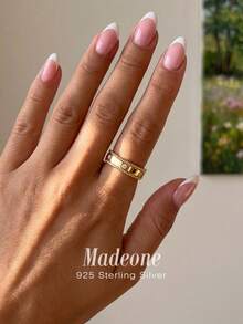 MADEONE 1枚925纯银扭纹锆石戒指，精致珠宝，女士礼物，优雅百搭，适合日常佩戴、派对装饰，是送给她的高雅礼物。 - 金色 - 查看 3