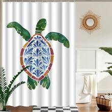 1pc Turtle Art Spring Style Shower Curtain, Painting-Like Modern Design, Unique Home Gift, Gift For Friends, Machine Washable, All-Season Use, Bathroom Decor - Multicolor - View 3