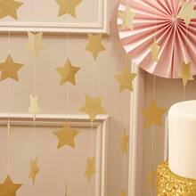 3Pcs Glitter Gold Star Garland Decorations Hanging Garands Banner Backdrop, 2.7 Inch Star Party Decoration For Birthday Baby Shower Wedding Kids Room Decoration, Christmas Decoration (Total Length 39 Feet) - View 5