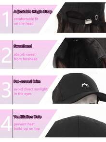 Synthetic Hat Wig 16 Inch (About 40cm) Baseball Cap With Adjustable Hat Wave Curly Hairpiece For Women Daily Use - Multicolor - View 3