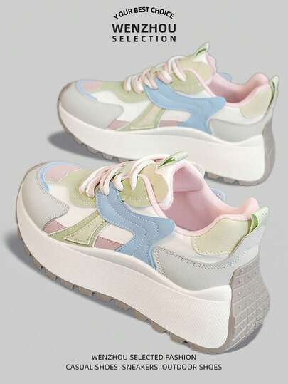 2026 春季新款女士休闲运动鞋，透气纯色平底户外跑步运动鞋，百搭街头风必备单品